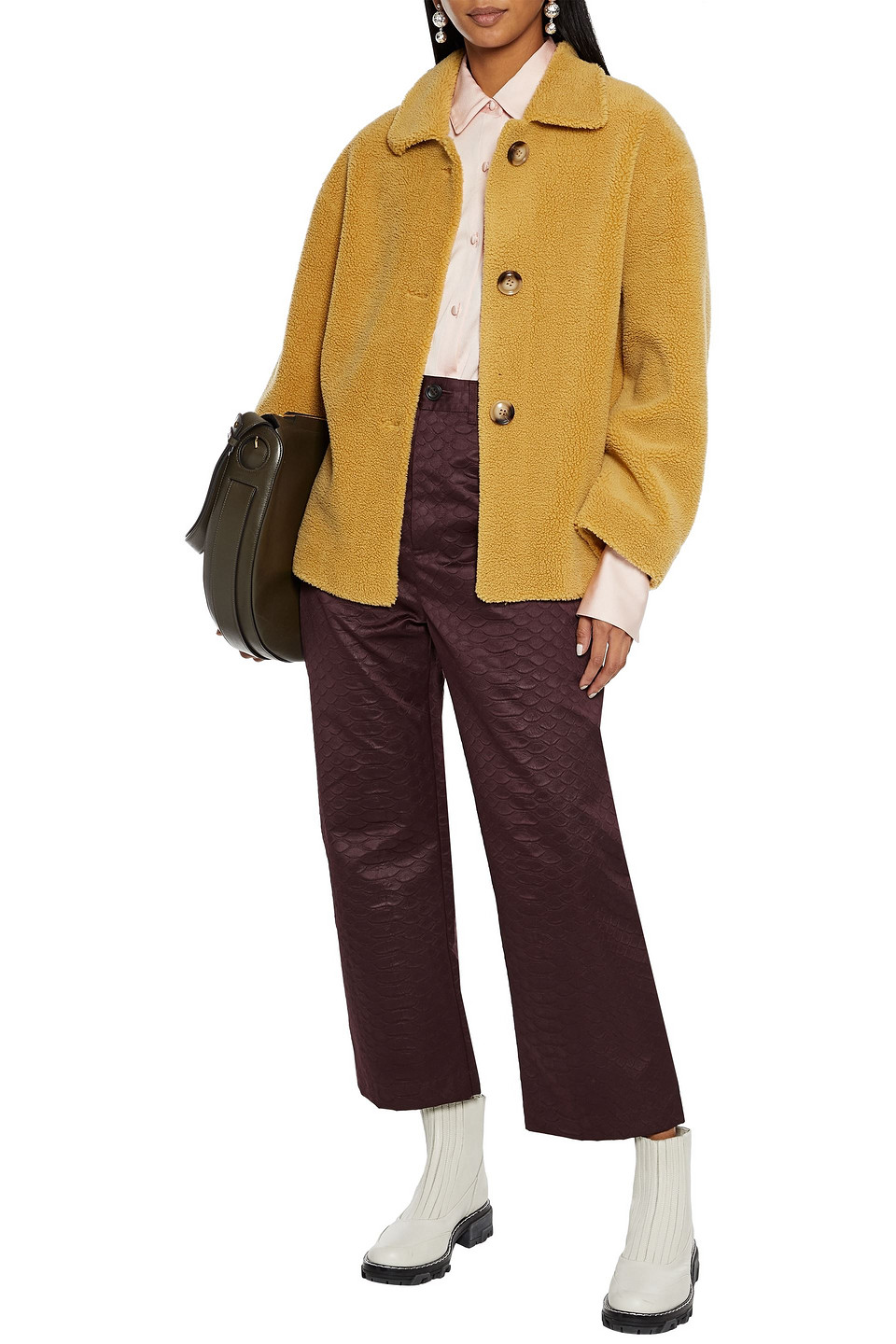 Unreal Fur Seashell Faux Shearling Jacket In Mustard