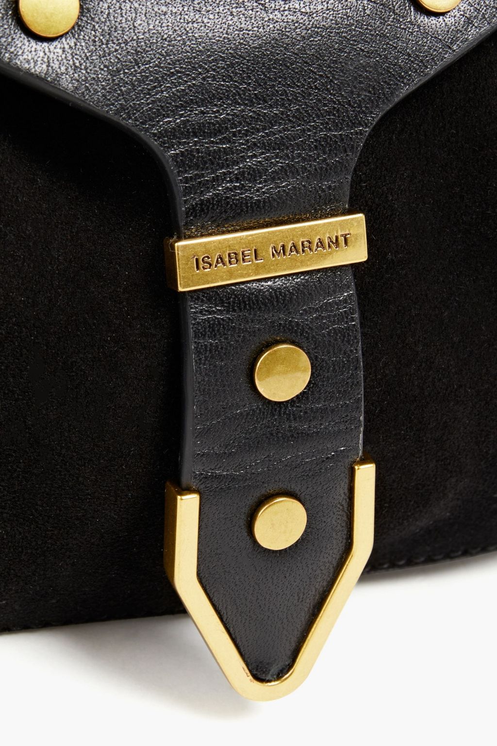 ISABEL MARANT Schultertasche aus Leder und Veloursleder mit Nieten und Schnalle