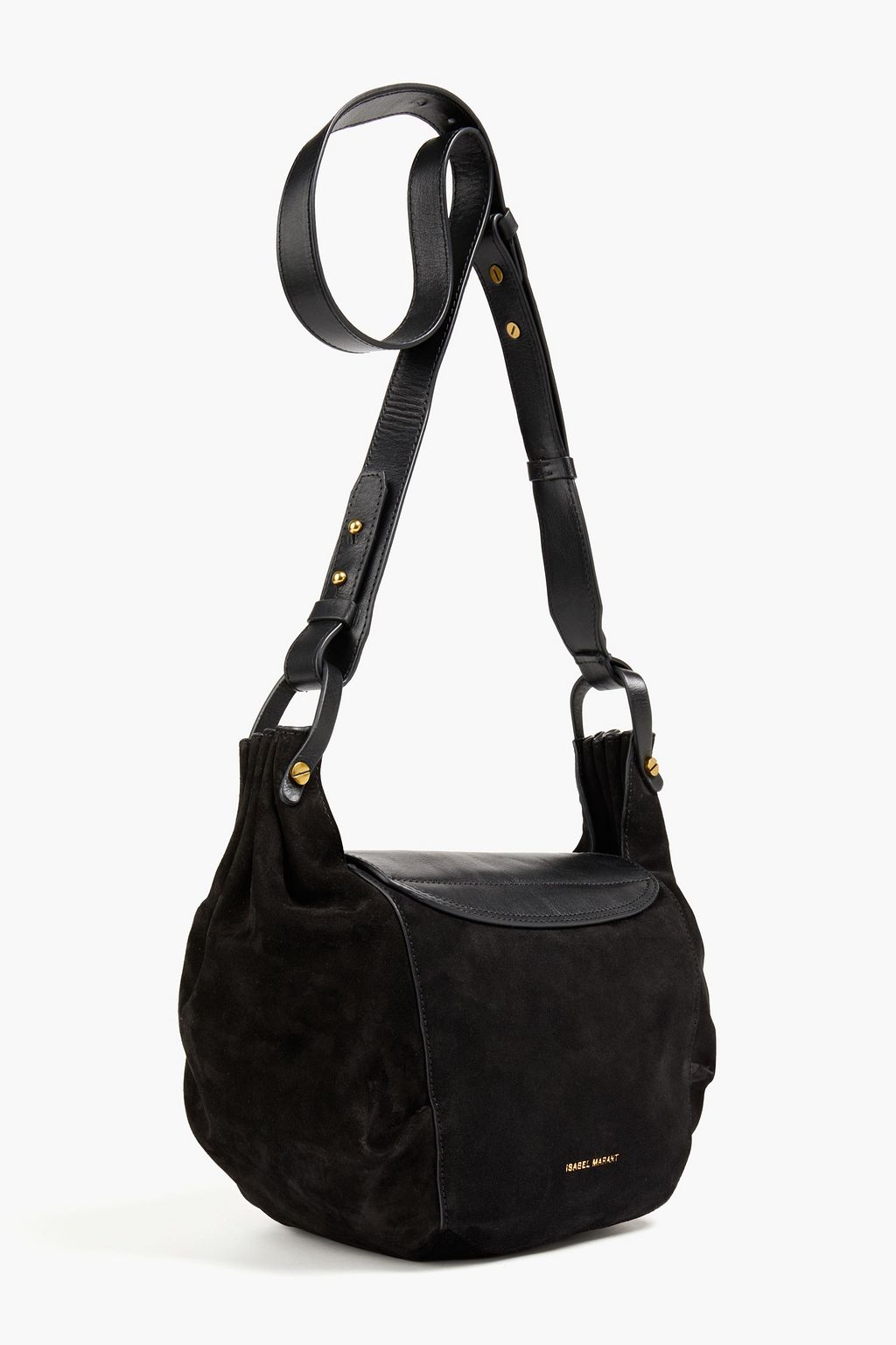 ISABEL MARANT Schultertasche aus Leder und Veloursleder mit Nieten und Schnalle