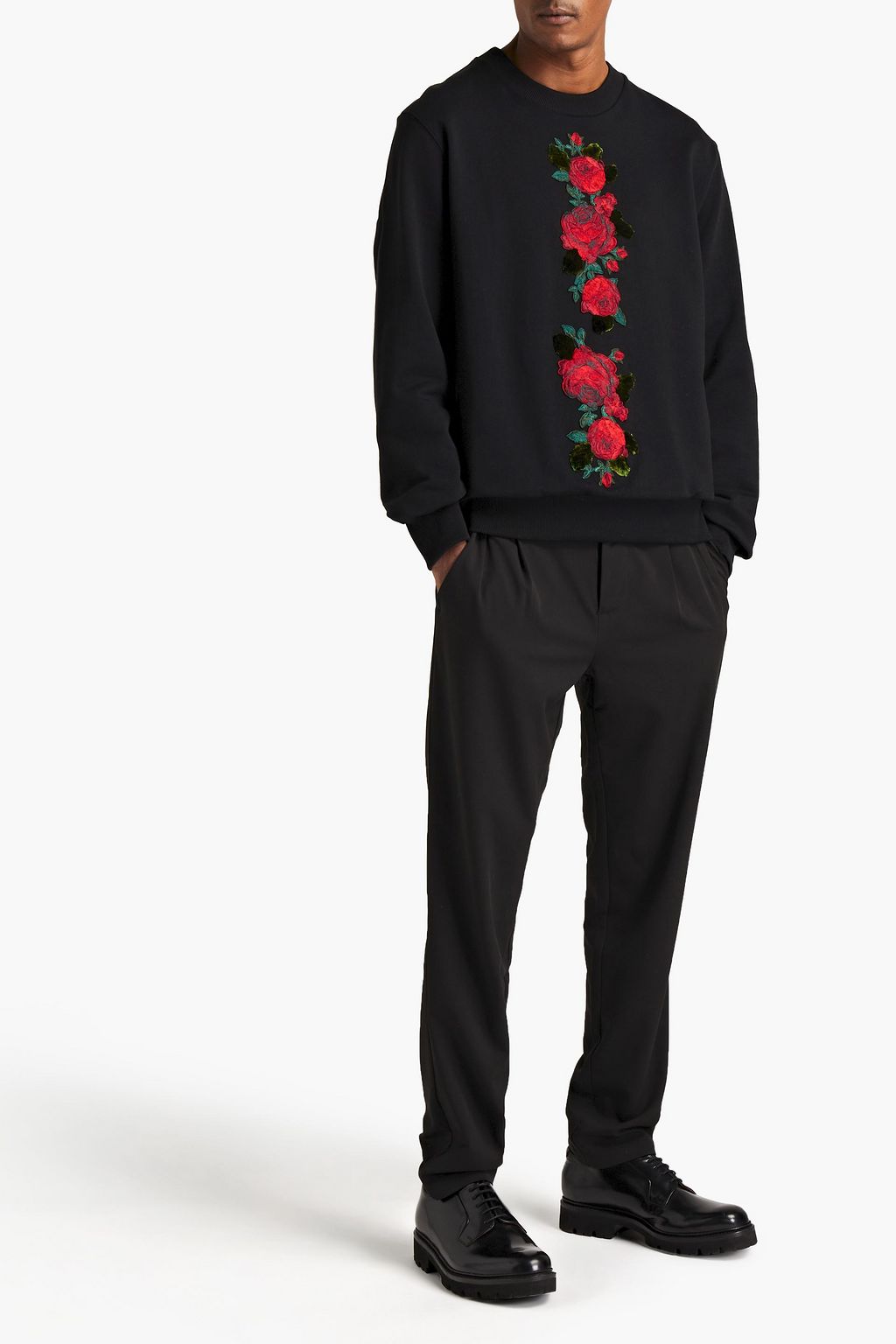 DOLCE&GABBANA Embroidered French cotton-terry sweatshirt