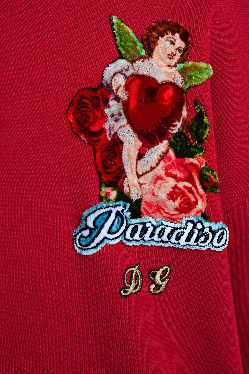 DOLCE&GABBANA Appliquéd cotton-blend fleece hoodie