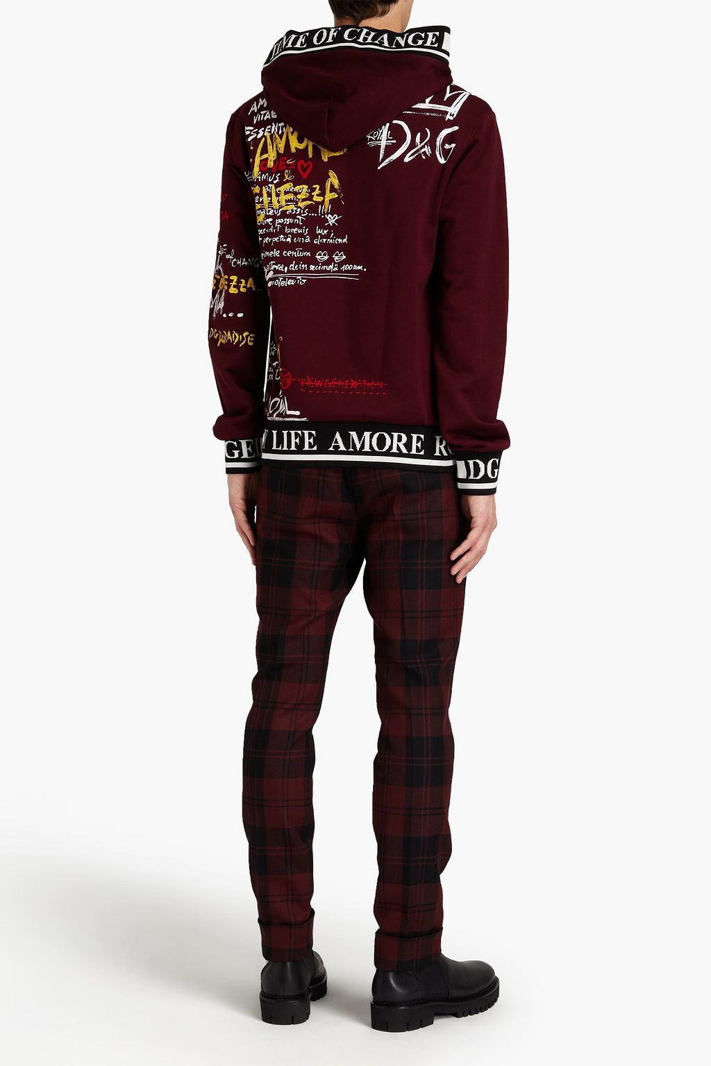DOLCE&GABBANA Printed French cotton-blend terry hoodie