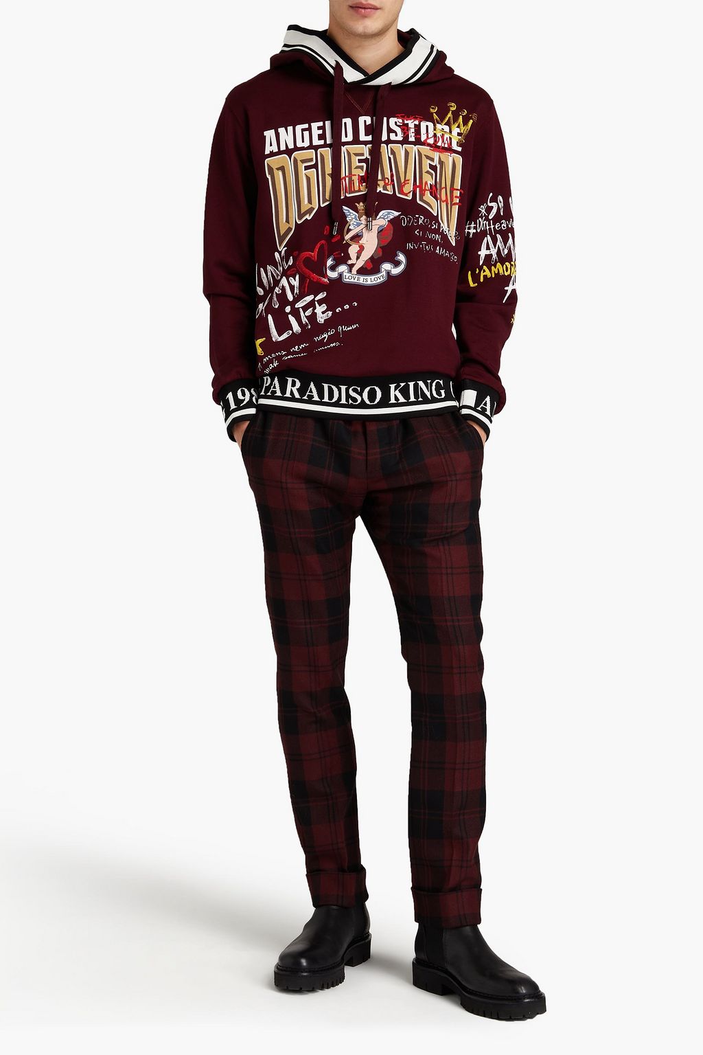DOLCE&GABBANA Printed French cotton-blend terry hoodie