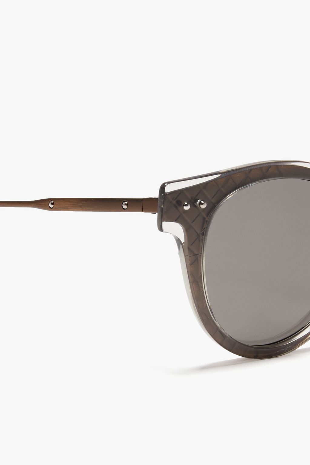 BOTTEGA VENETA Round-frame acetate and bronze-tone sunglasses