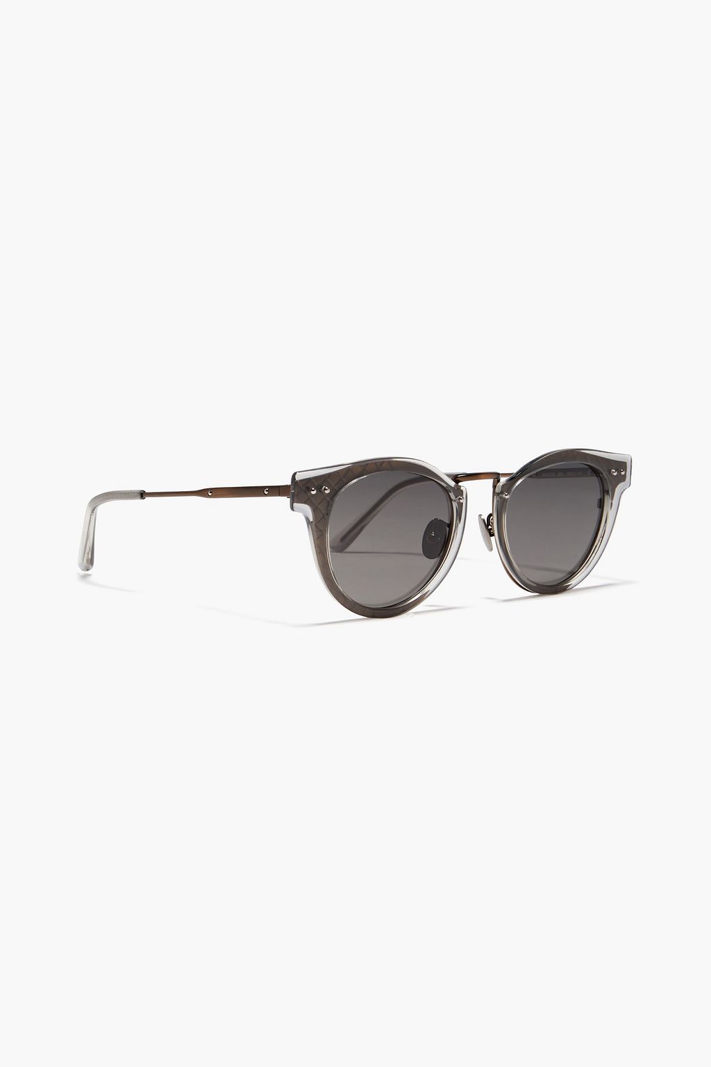 BOTTEGA VENETA Round-frame acetate and bronze-tone sunglasses