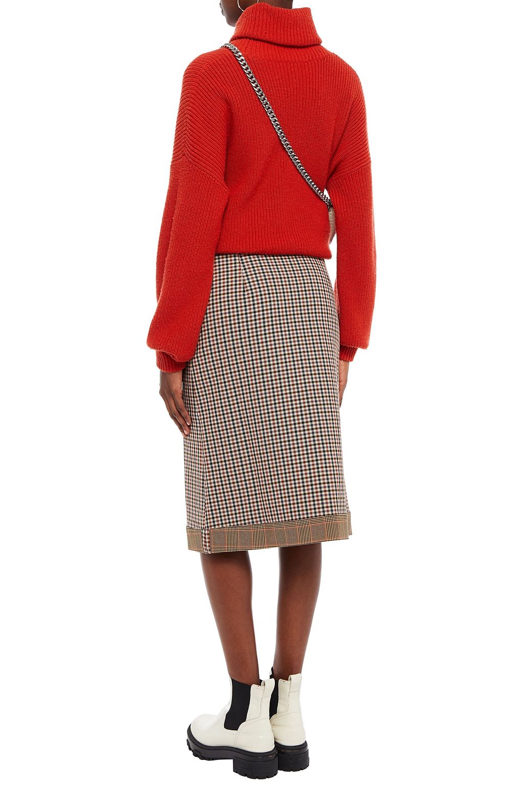MARKUS LUPFER Lana embroidered gingham stretch-jersey skirt