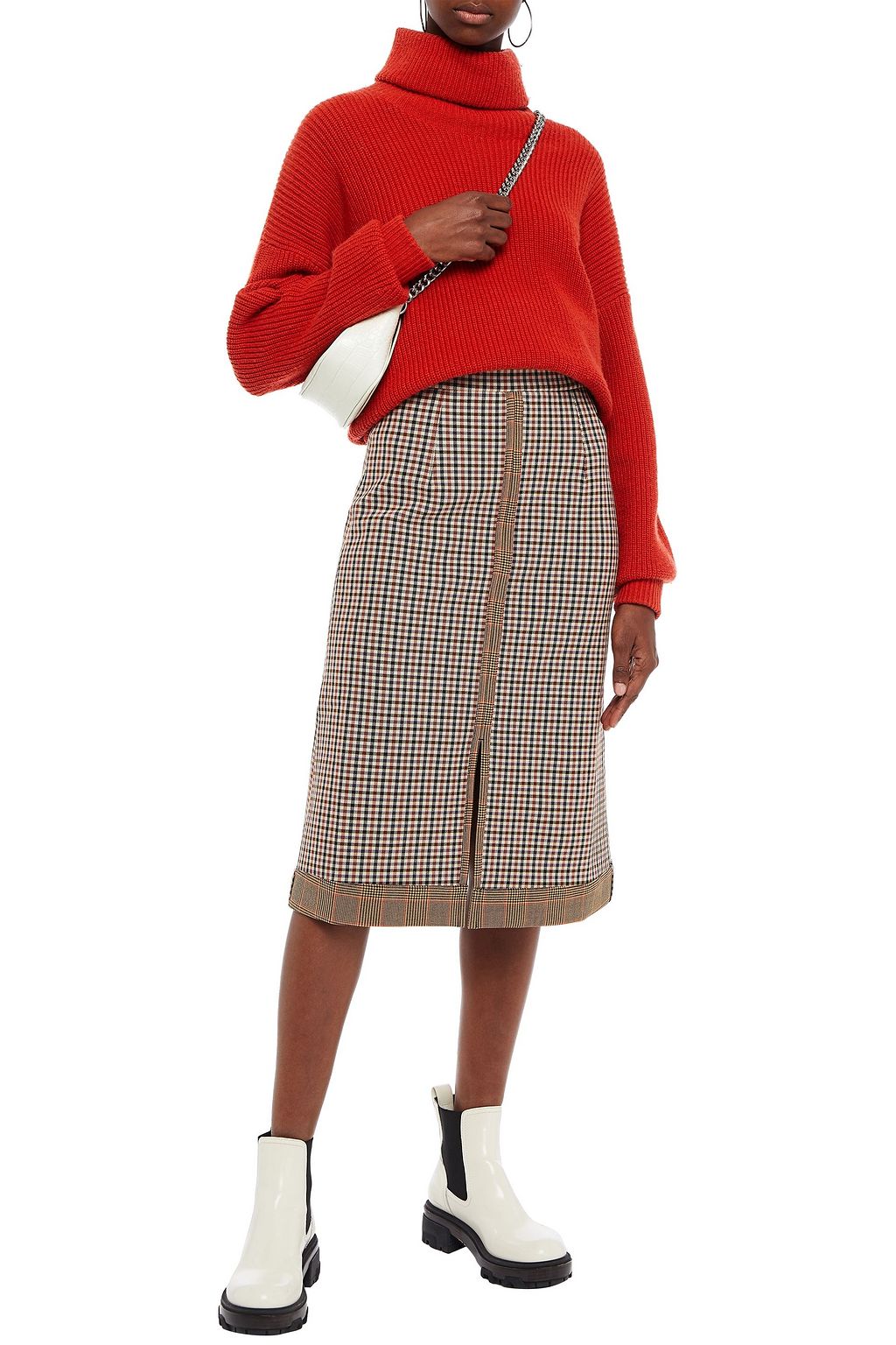 MARKUS LUPFER Lana embroidered gingham stretch-jersey skirt