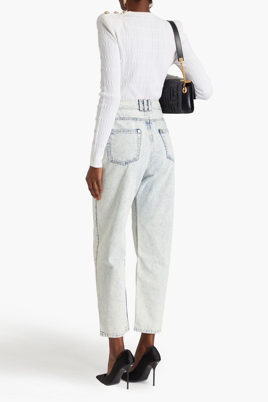 BALMAIN Acid-wash boyfriend jeans