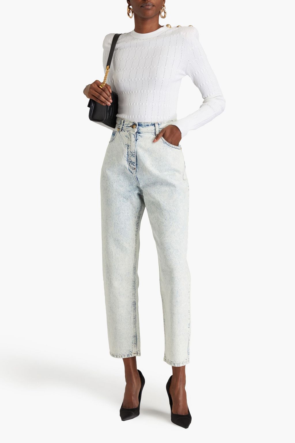BALMAIN Acid-wash boyfriend jeans