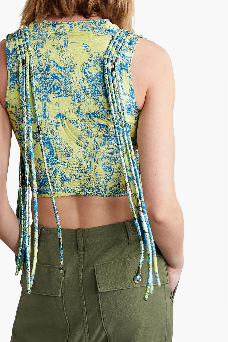  Stella Mccartney - Bedruckte Weste Aus Seide Mit Fransen - Blau - It 36 