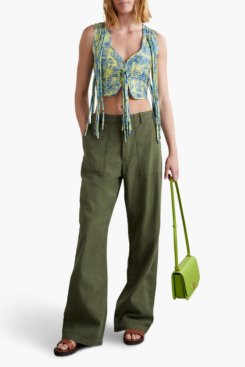  Stella Mccartney - Bedruckte Weste Aus Seide Mit Fransen - Blau - It 36 