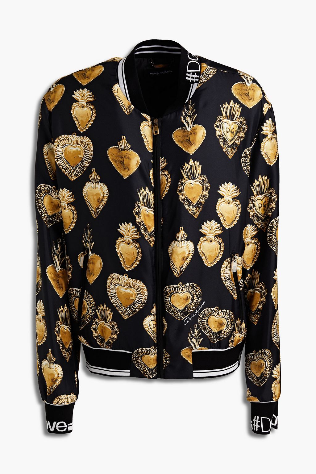 DOLCE & GABBANA Printed silk-twill bomber jacket | THE OUTNET