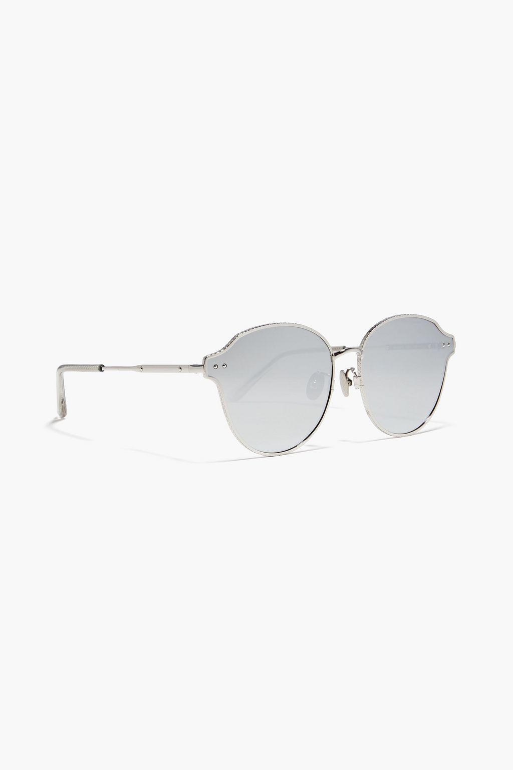 BOTTEGA VENETA Round-frame silver-tone mirrored sunglasses