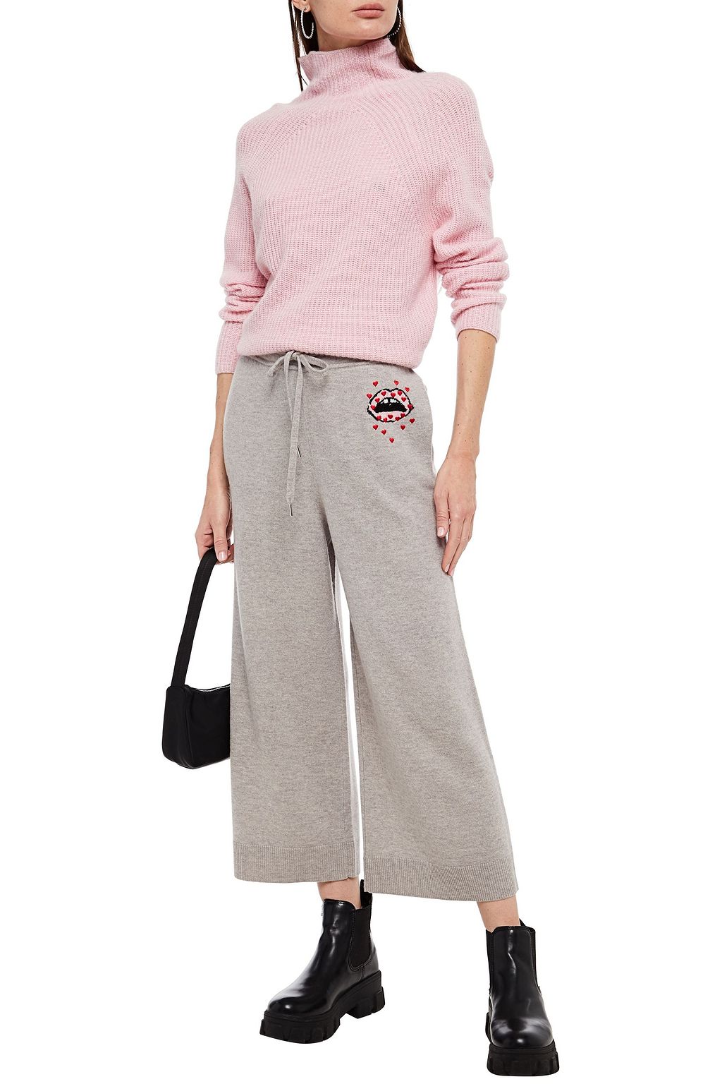 MARKUS LUPFER Camilla embroidered intarsia merino wool track pants