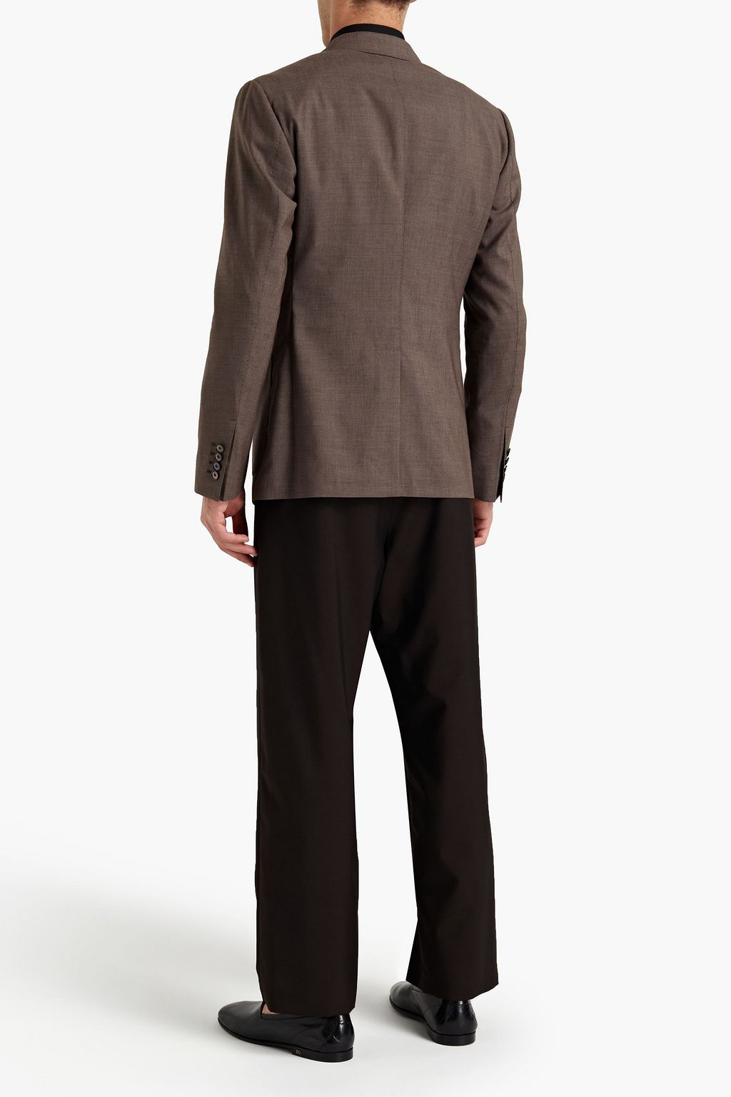 DOLCE&GABBANA Slim-fit double-breasted embroidered wool, linen and silk-blend blazer
