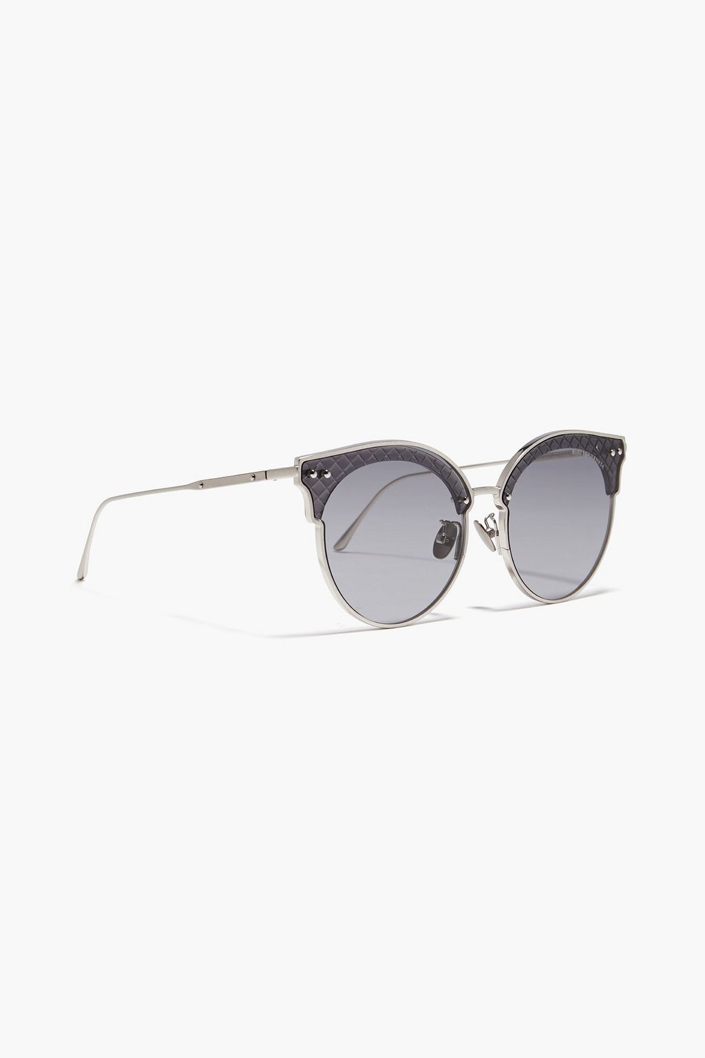 BOTTEGA VENETA Round-frame silver-tone sunglasses