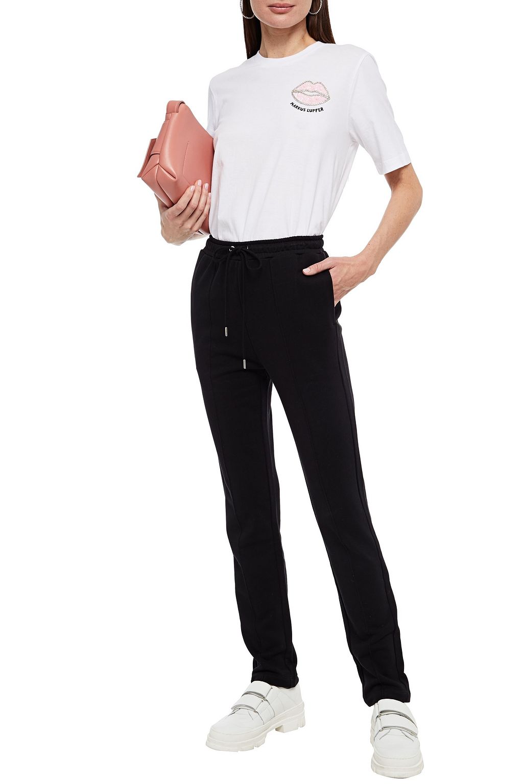 MARKUS LUPFER Katrina embroidered French cotton-terry track pants