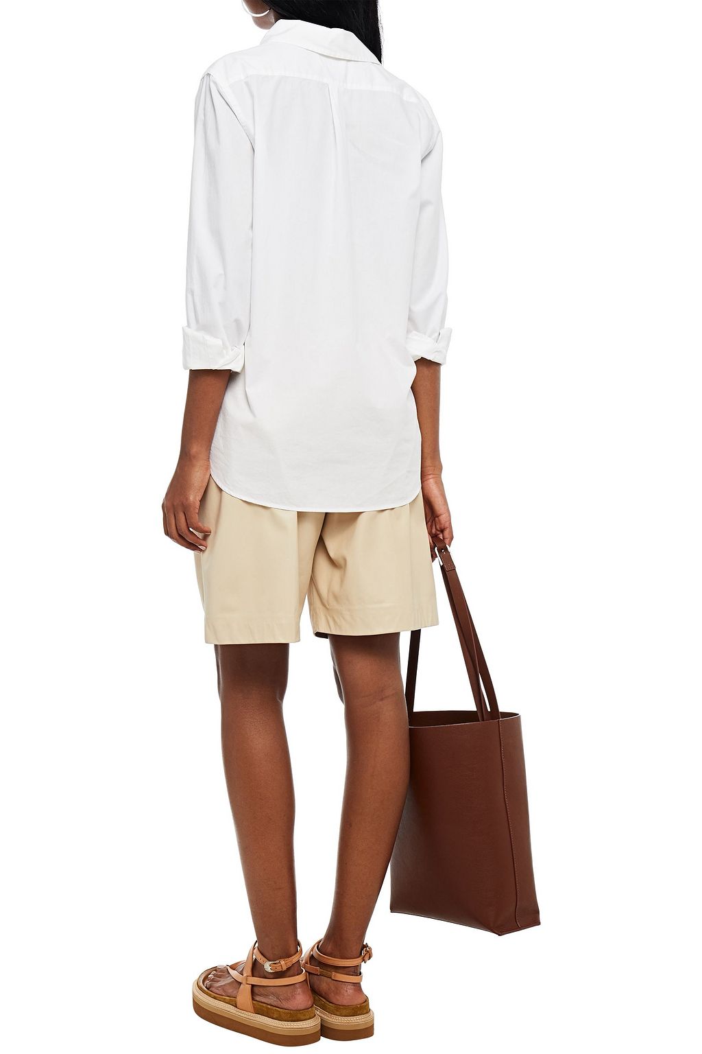 NILI LOTAN Lace-up cotton-poplin top