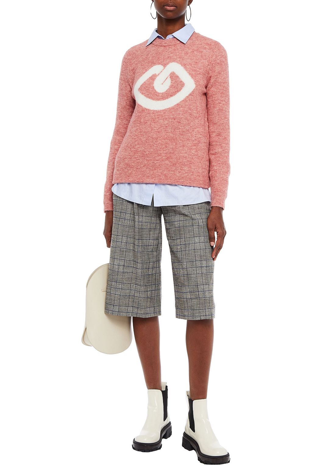 MARKUS LUPFER Mia brushed intarsia-knit sweater