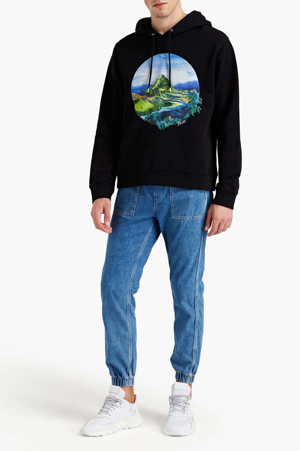 KENZO Printed French cotton-terry hoodie