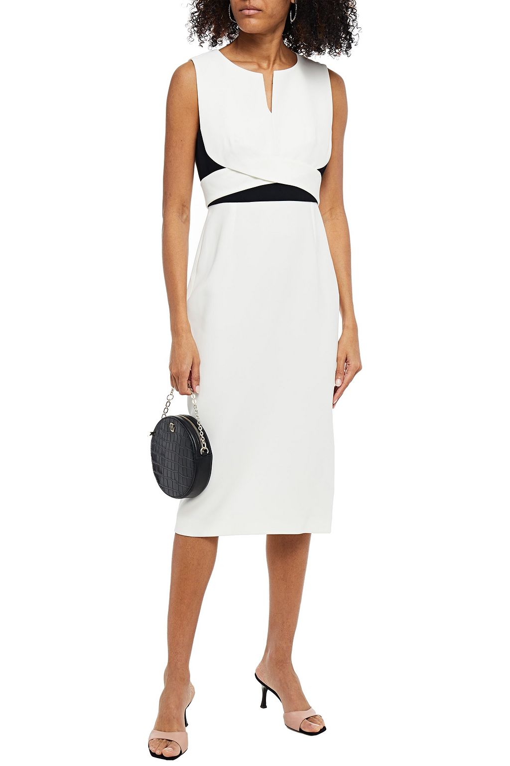 ROLAND MOURET Betley two-tone crepe dress