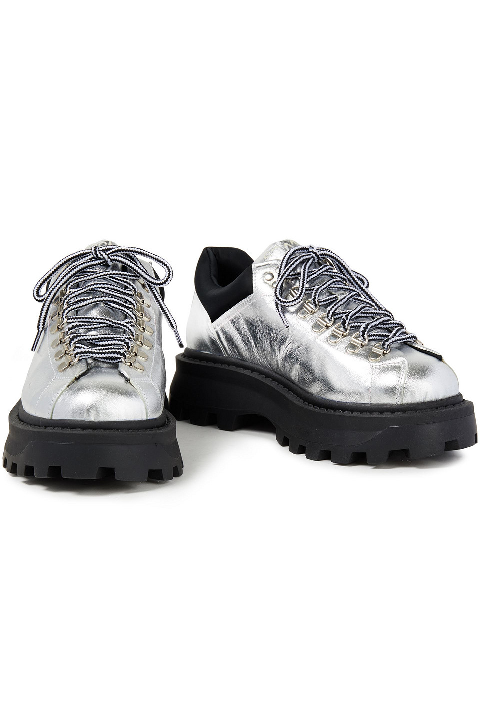 Simon Miller Metallic Leather Ankle Boots In Silver