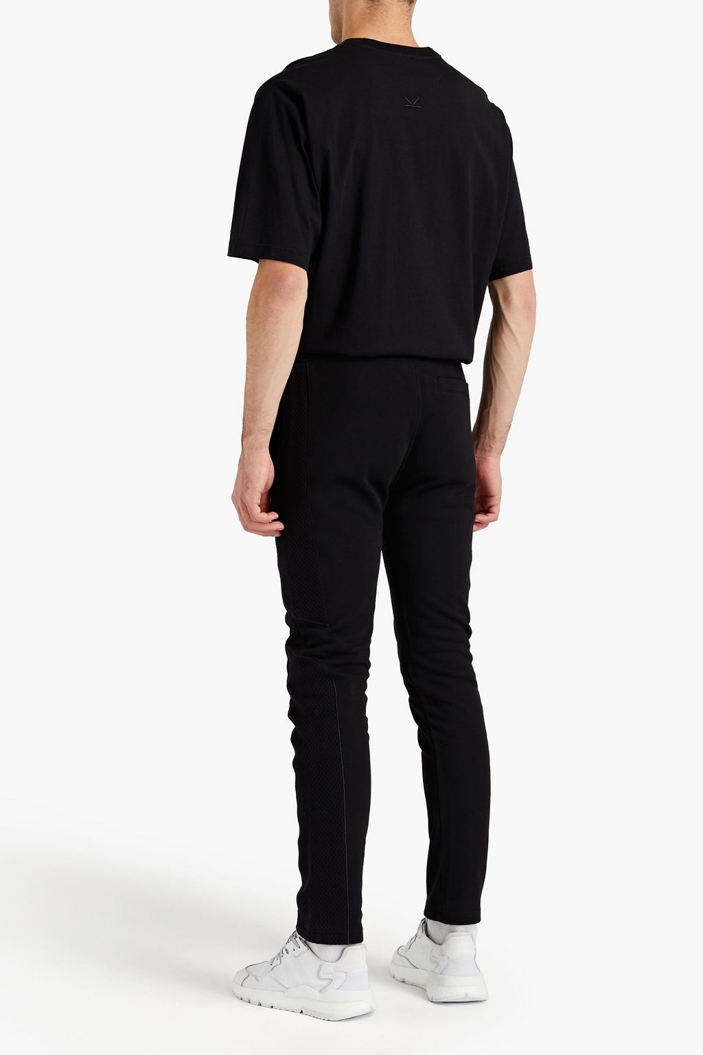 KENZO Slim-fit cropped mesh-paneled embellished French cotton-terry sweatpants