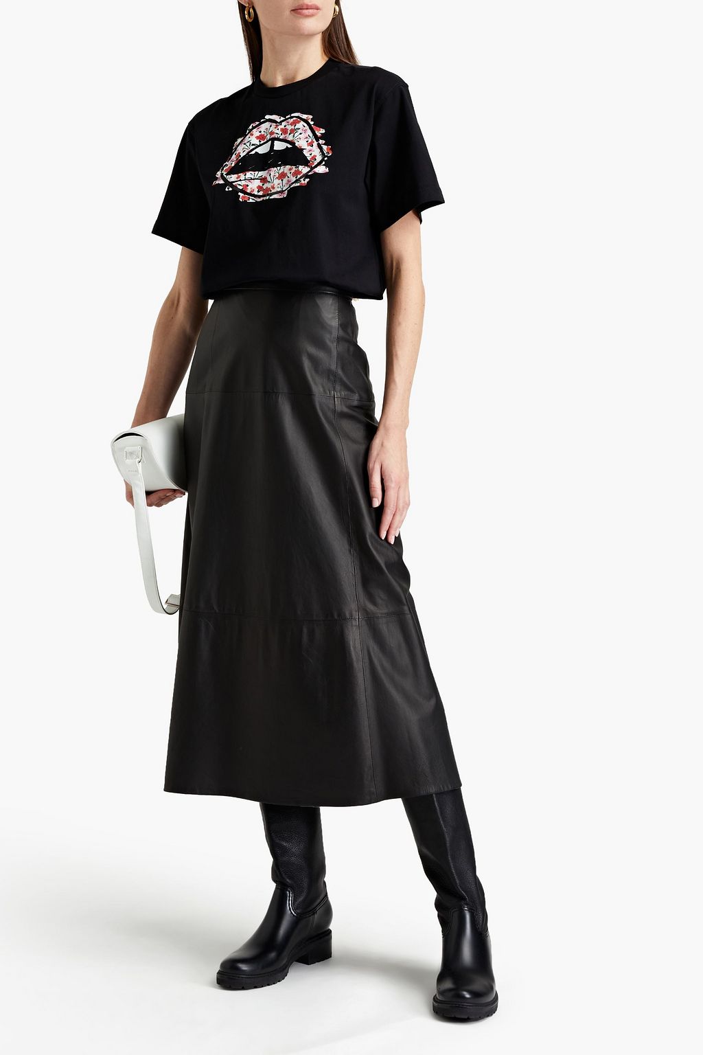 MARKUS LUPFER Blacke embellished printed organic cotton-jersey T-shirt