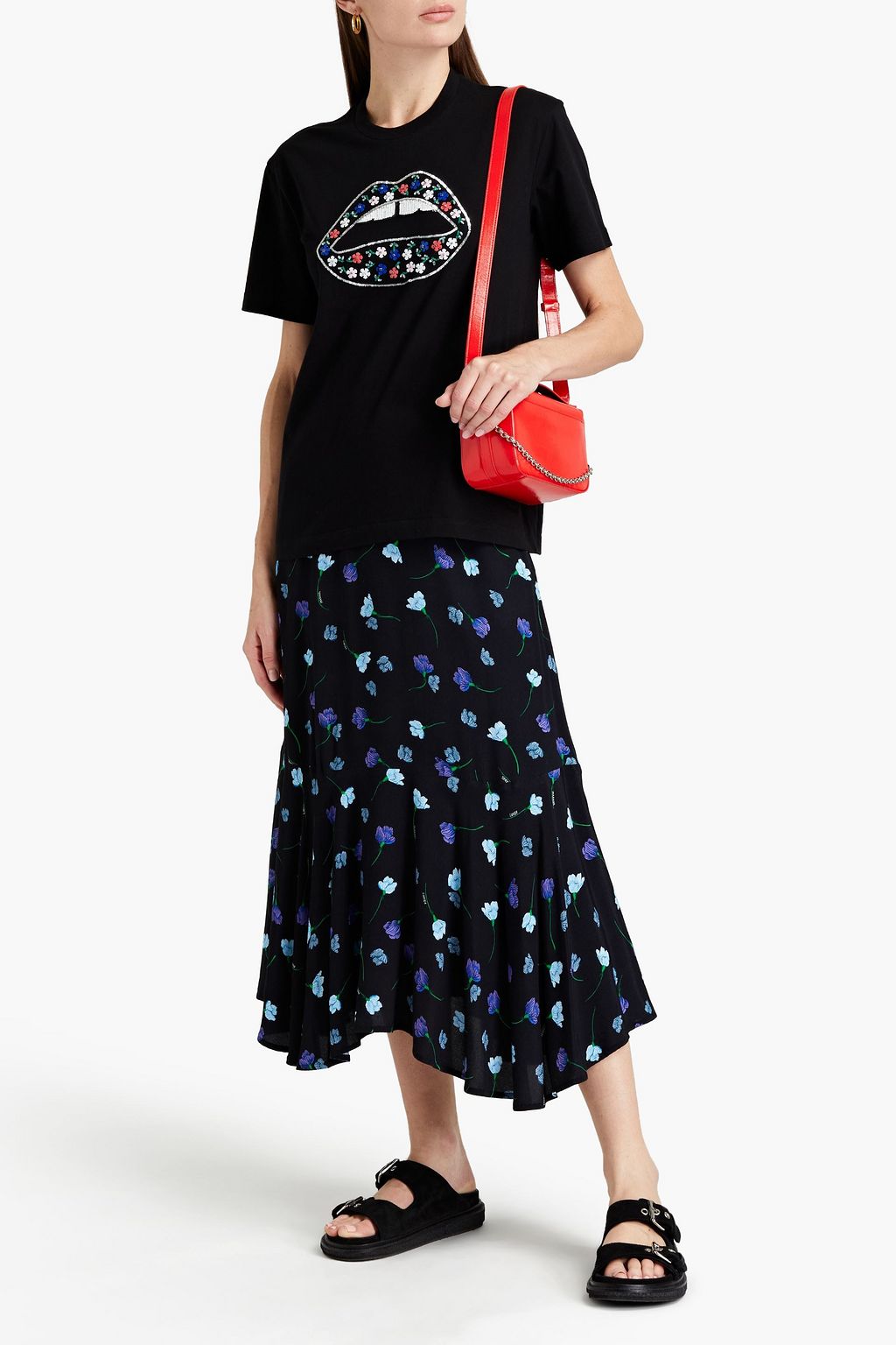 MARKUS LUPFER Anna embellished printed cotton-jersey T-shirt