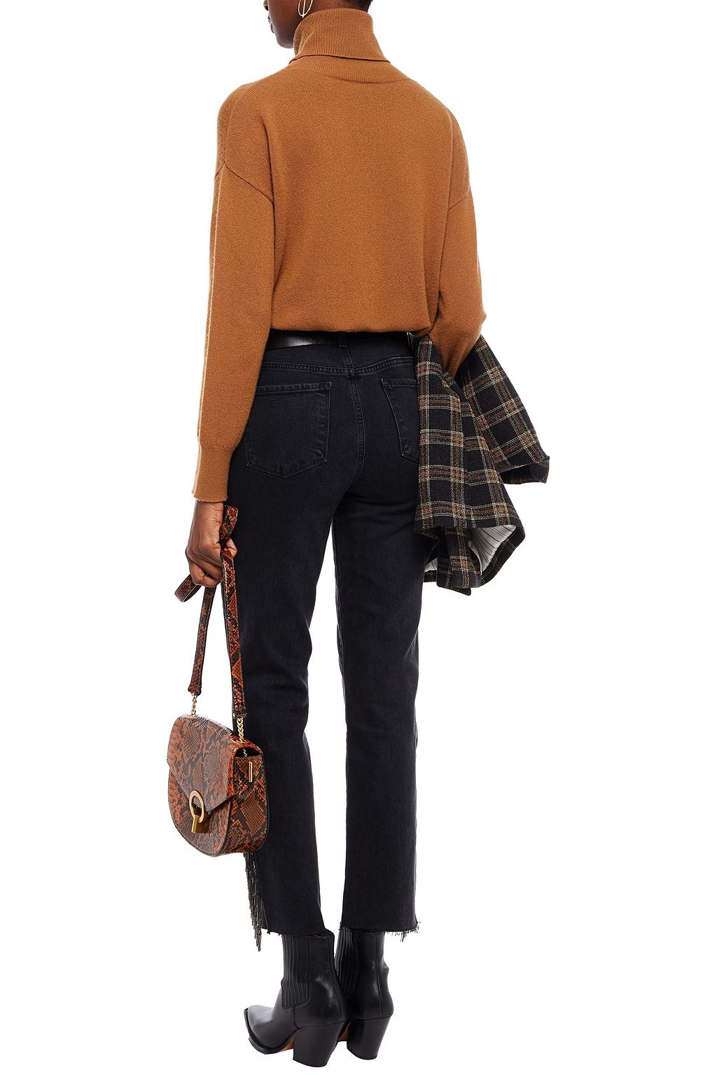 J BRAND Chain-trimmed high-rise straight-leg jeans