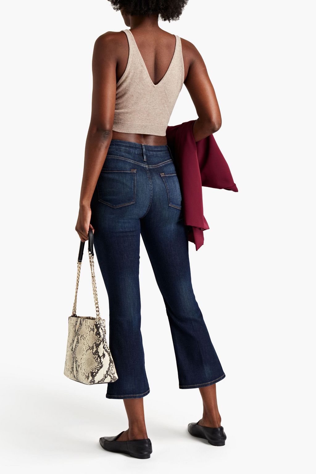 FRAME Cropped mélange cashmere tank