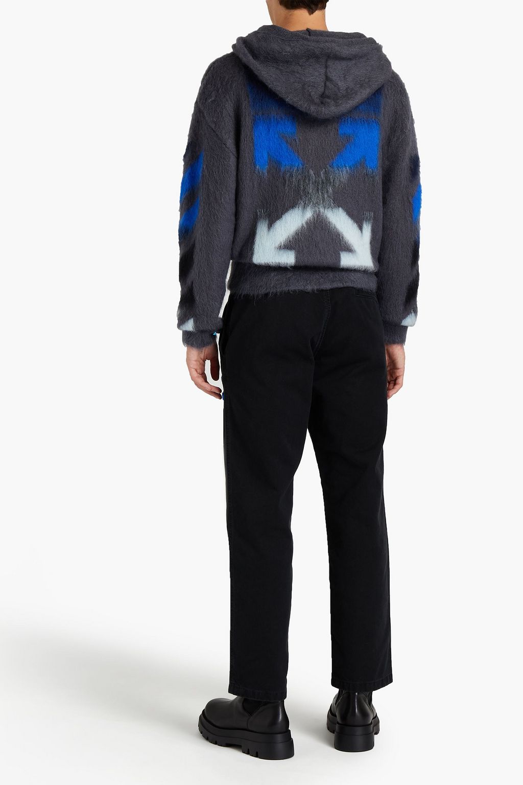 OFF-WHITE™ Brushed intarsia mohair-blend zip-up hoodie