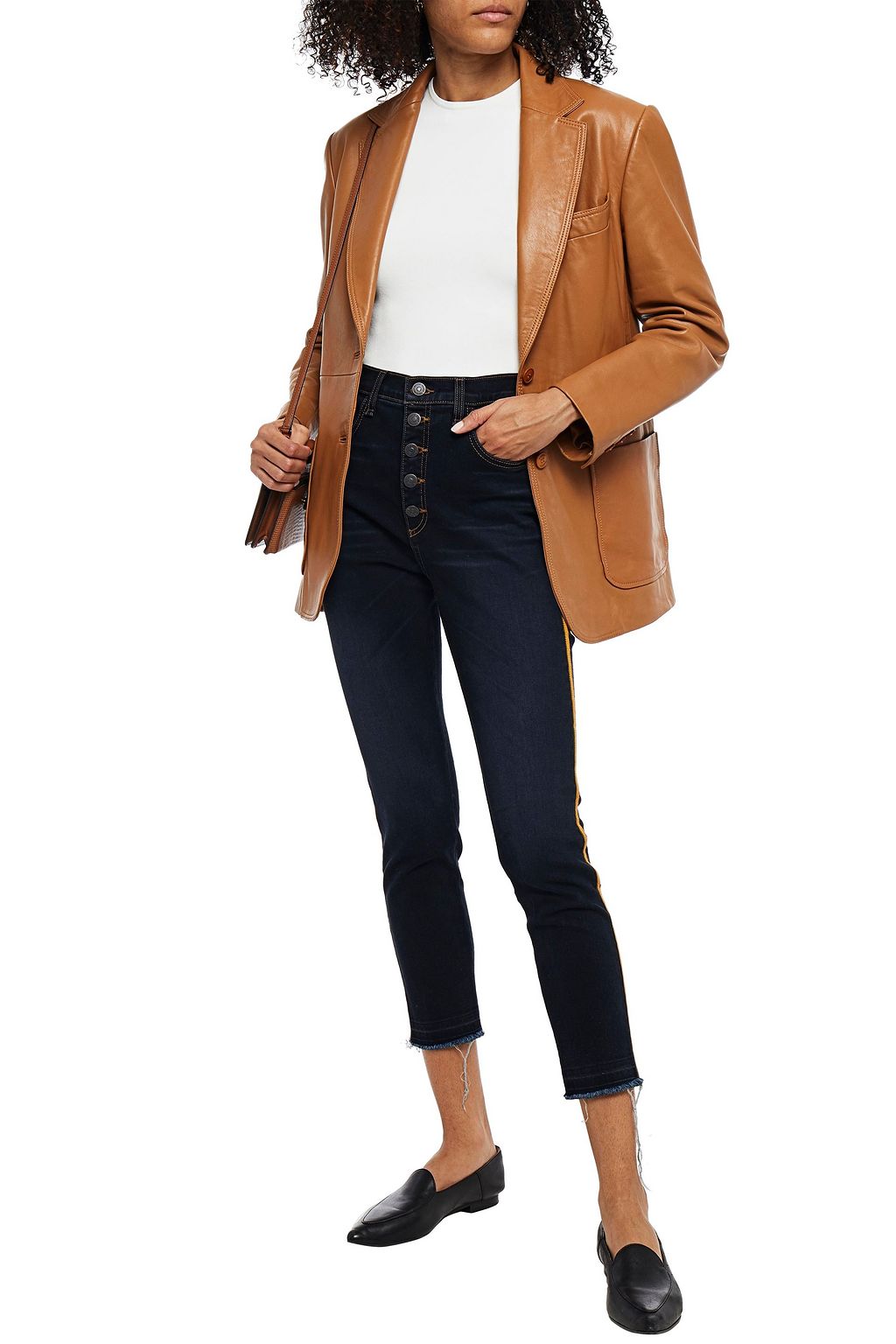 VERONICA BEARD Cropped frayed high-rise skinny jeans