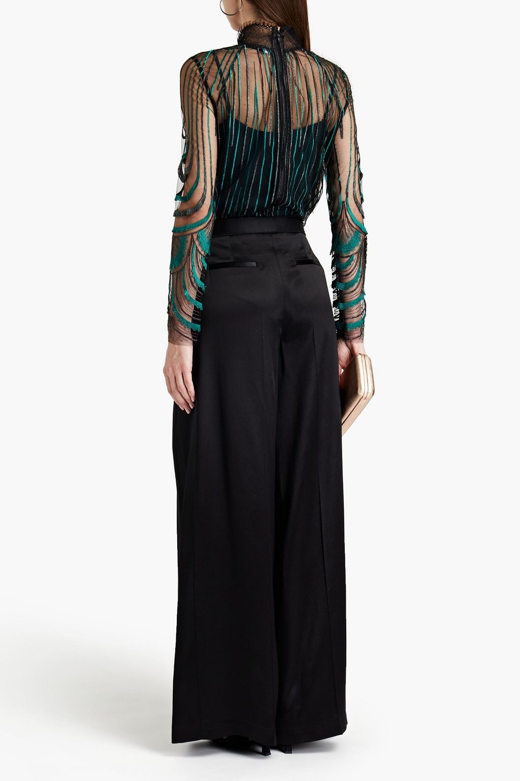 AMANDA WAKELEY Belted silk-satin wide-leg pants