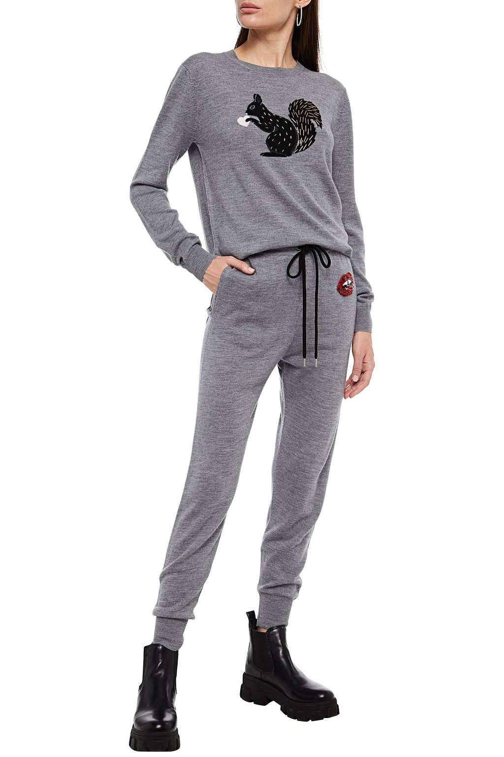MARKUS LUPFER Natalie embellished intarsia merino wool sweater