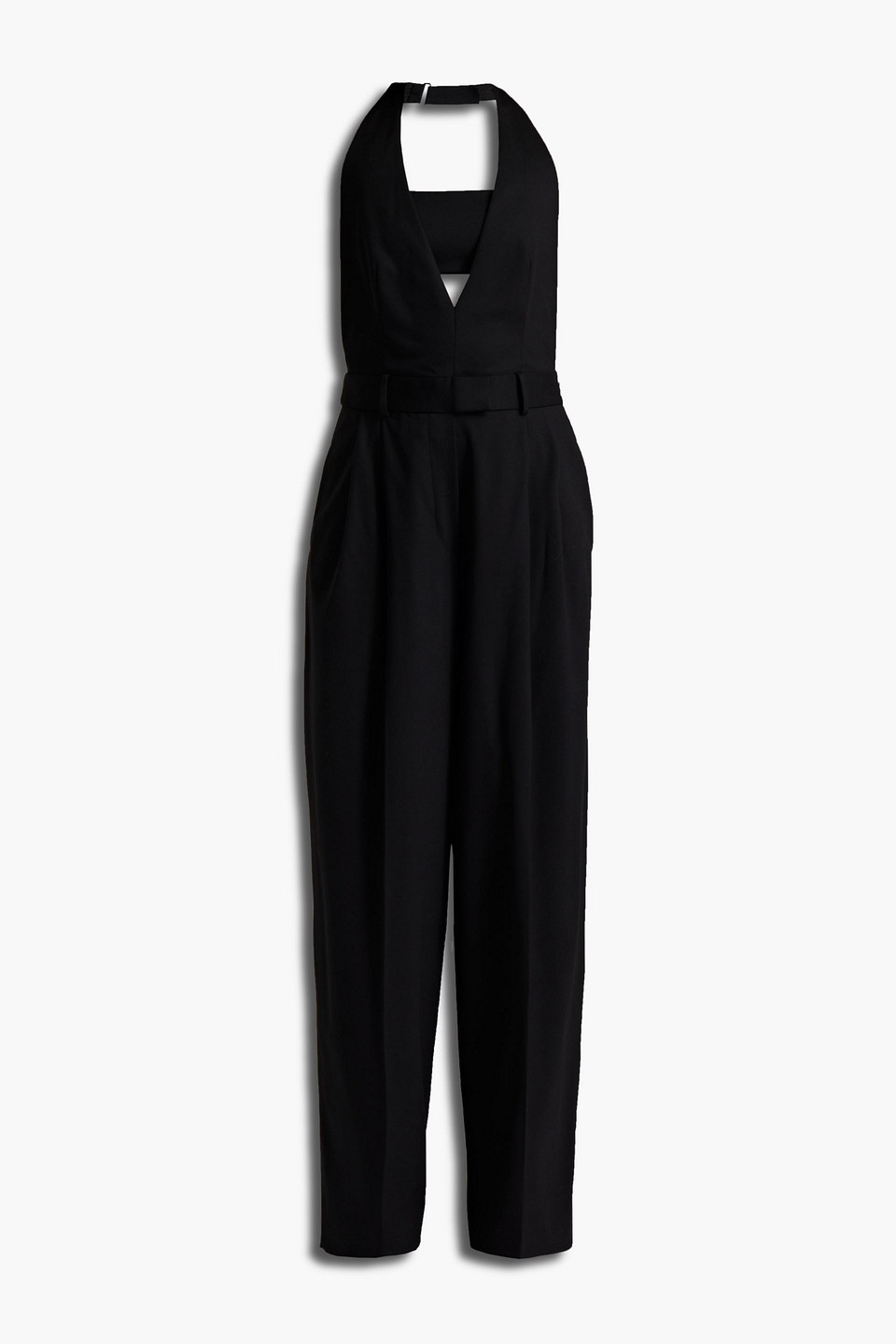 Tom Ford Wool-blend Twill Halterneck Jumpsuit In Black