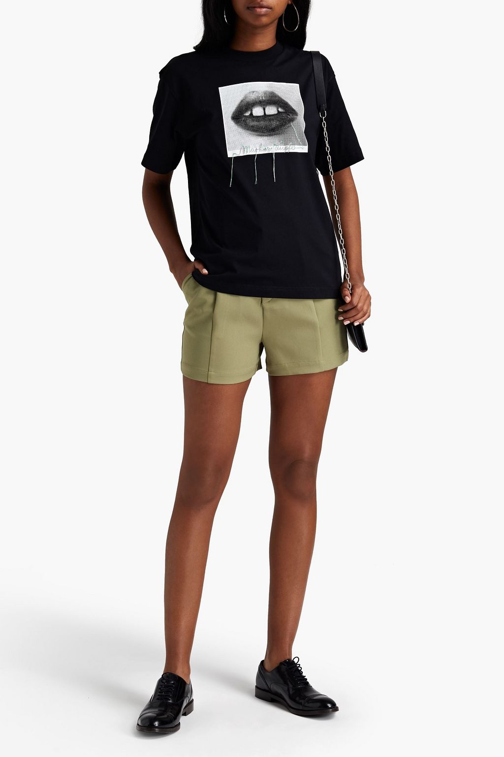 MARKUS LUPFER Blacke embroidered printed organic cotton-jersey T-shirt