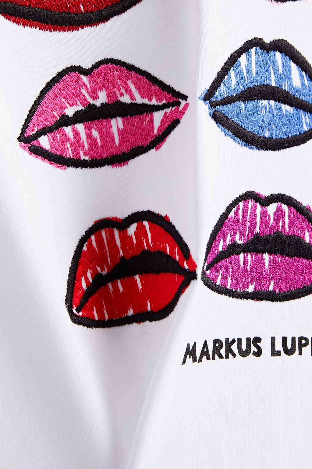 MARKUS LUPFER 刺繍入り プリント オーガニックコットンジャージー Tシャツ