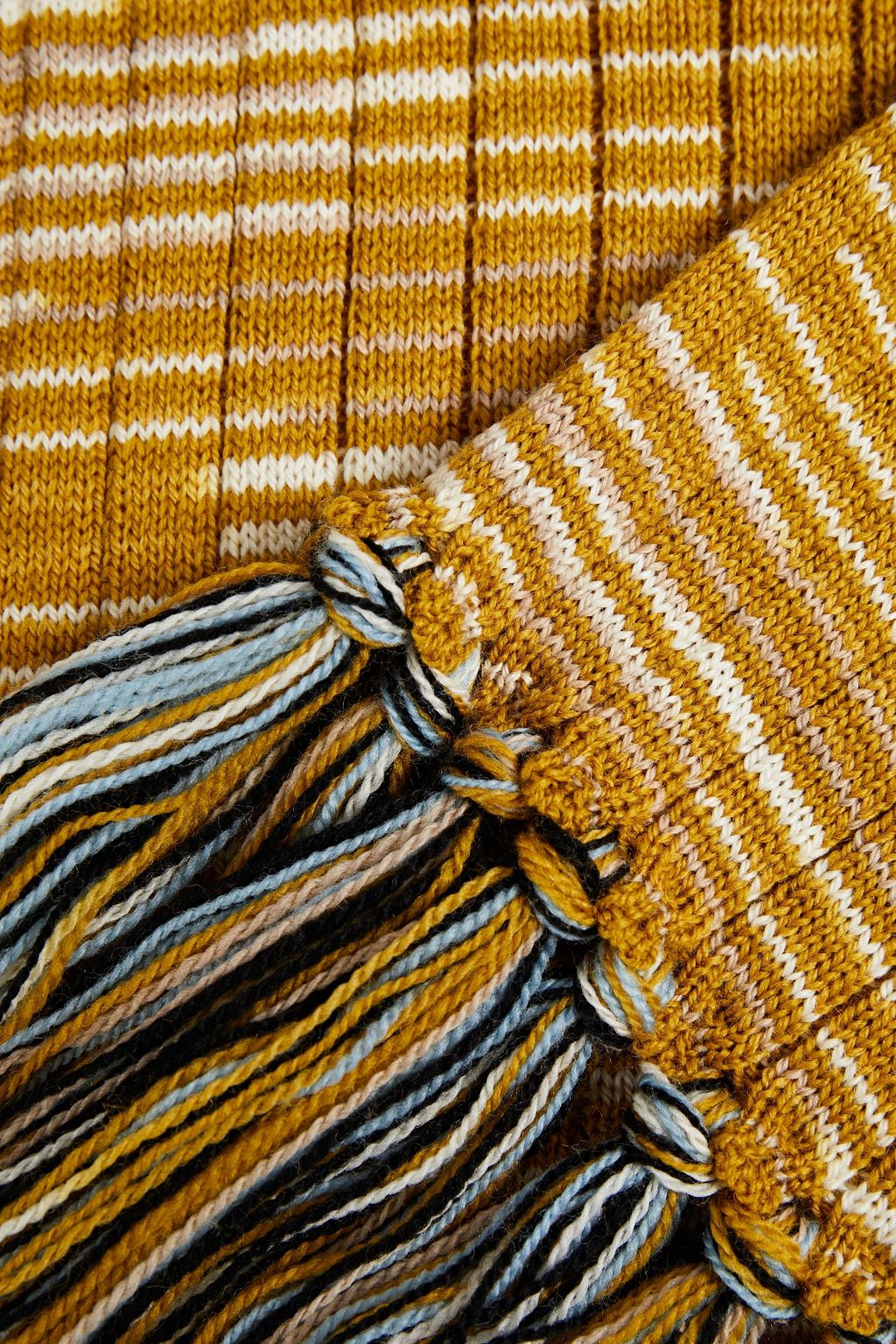 M MISSONI Fringed jacquard-knit wool scarf