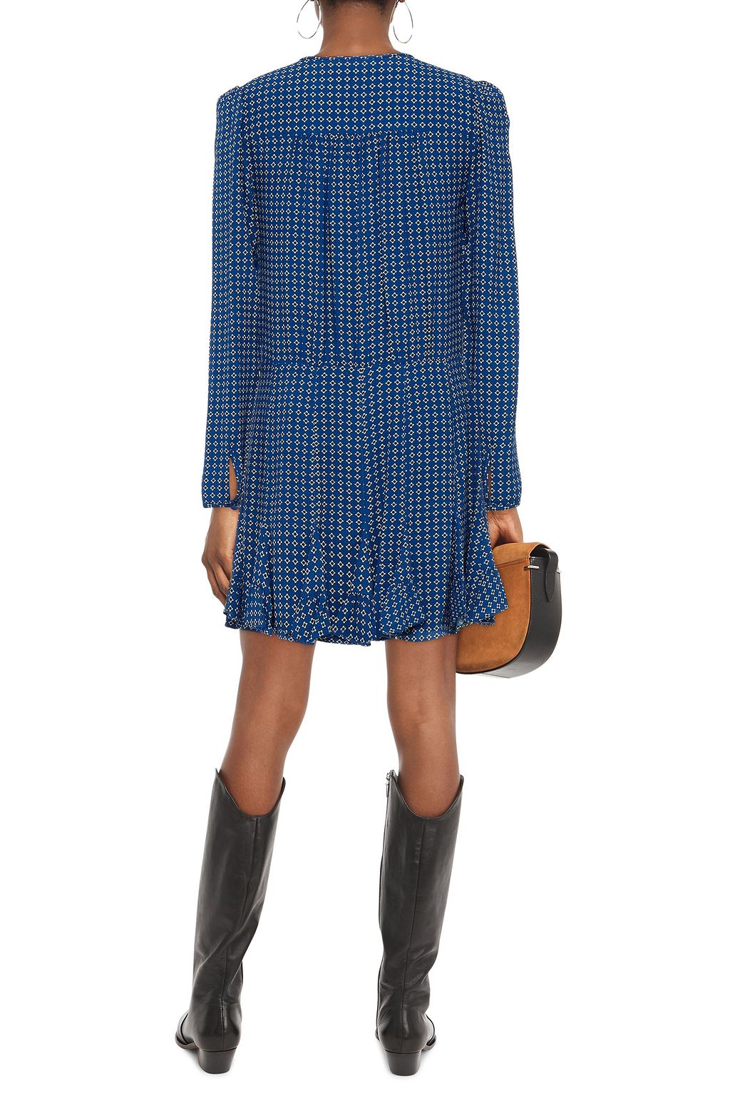 VERONICA BEARD Riggins gathered printed crepe mini dress