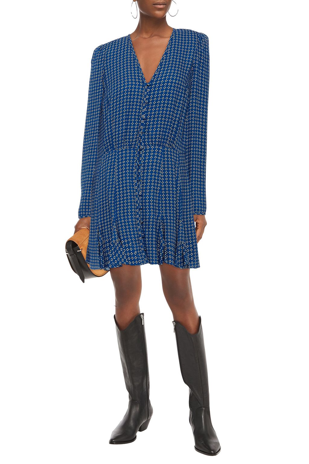 VERONICA BEARD Riggins gathered printed crepe mini dress