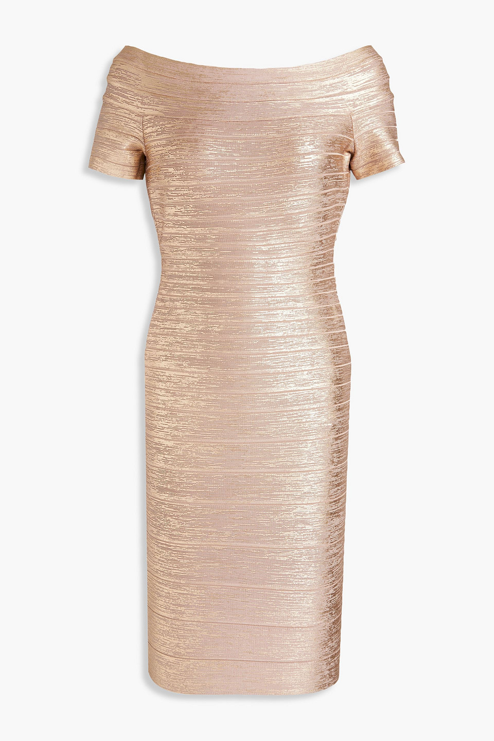 hervé léger - metallic coated bandage mini dress - metallic - l