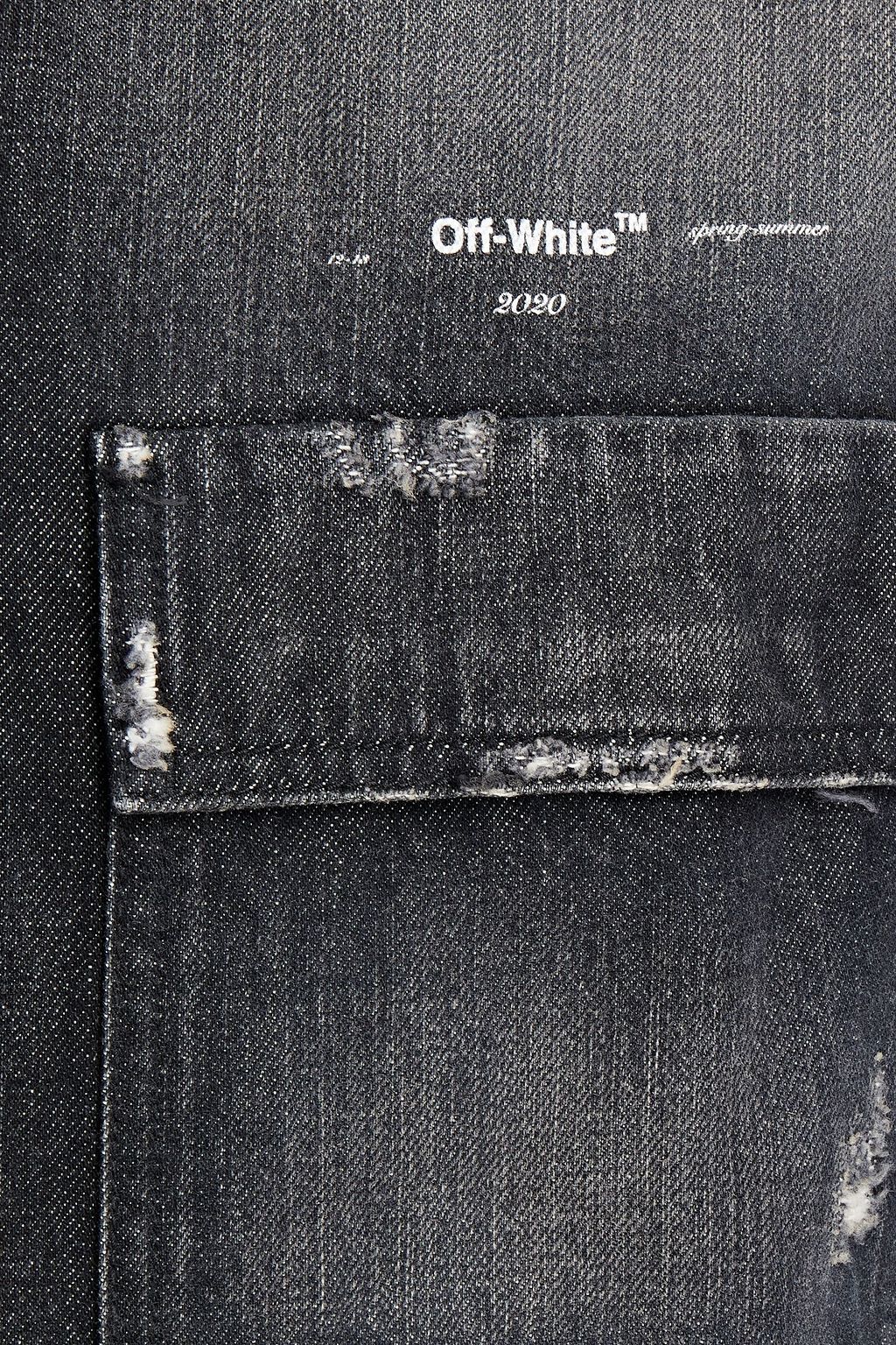 OFF-WHITE™ Distressed faded printed denim overshirt