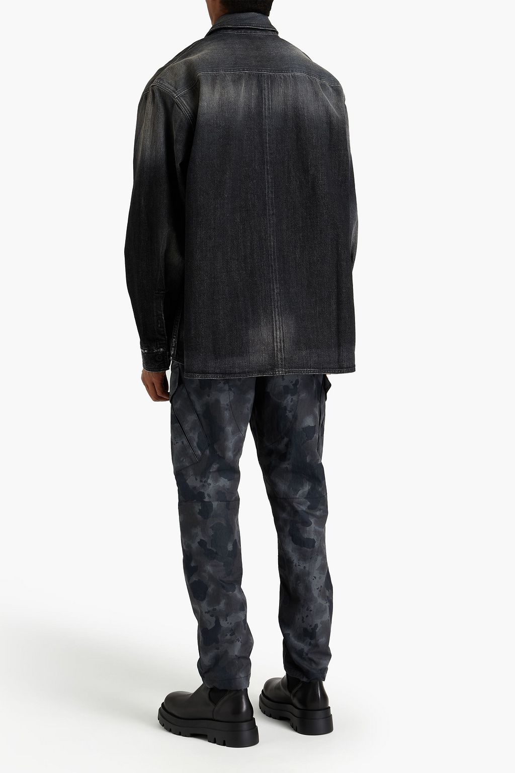 OFF-WHITE™ Distressed faded printed denim overshirt
