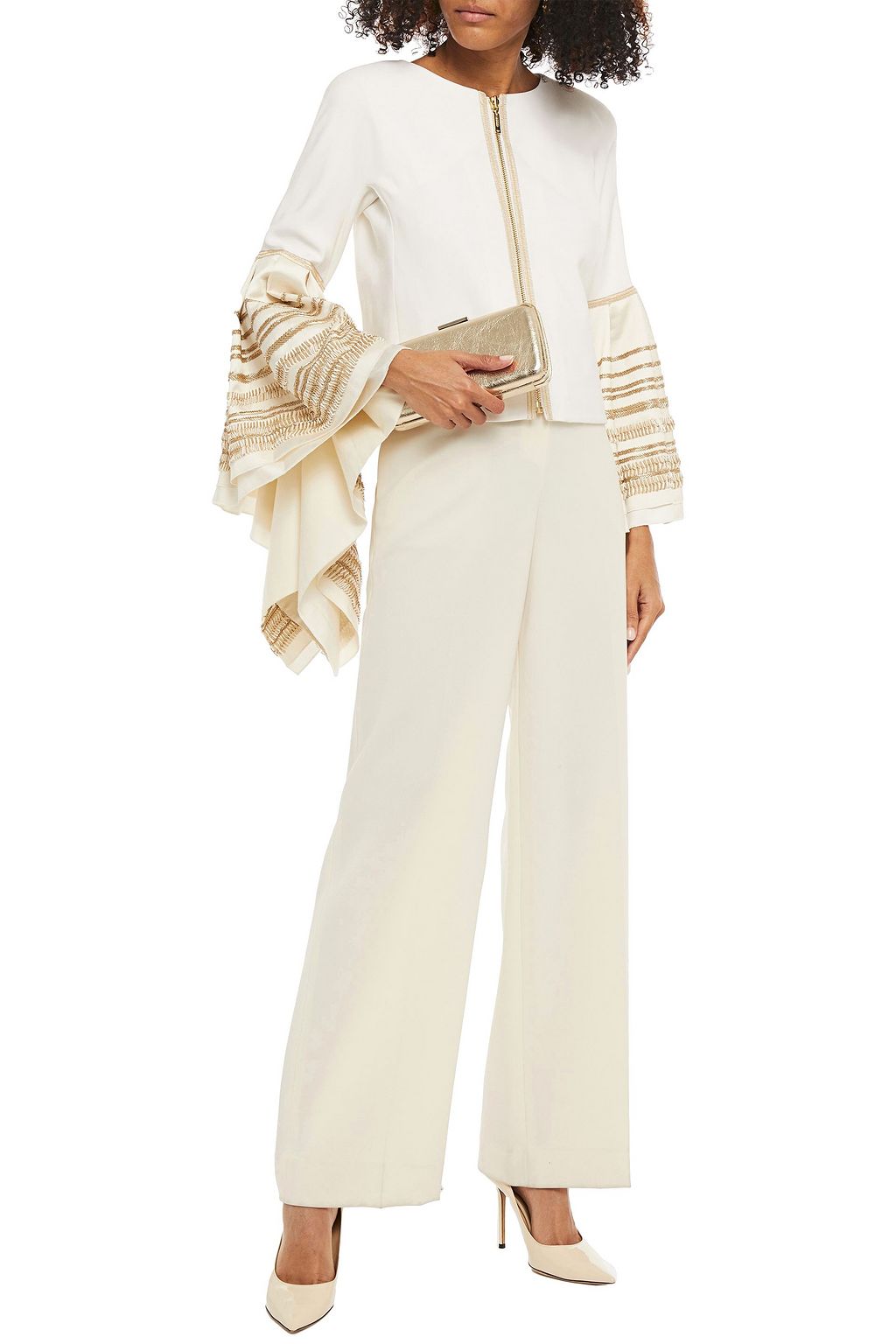 AMANDA WAKELEY Bead-embellished satin-twill and crepe jacket