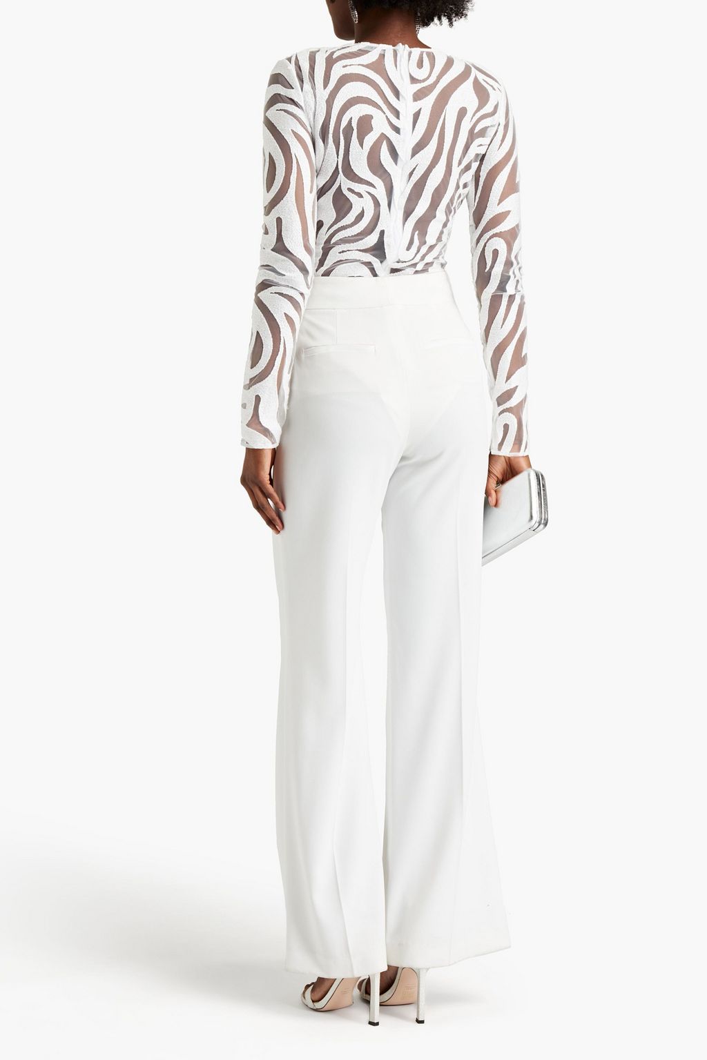 DAVID KOMA Embroidered tulle bodysuit