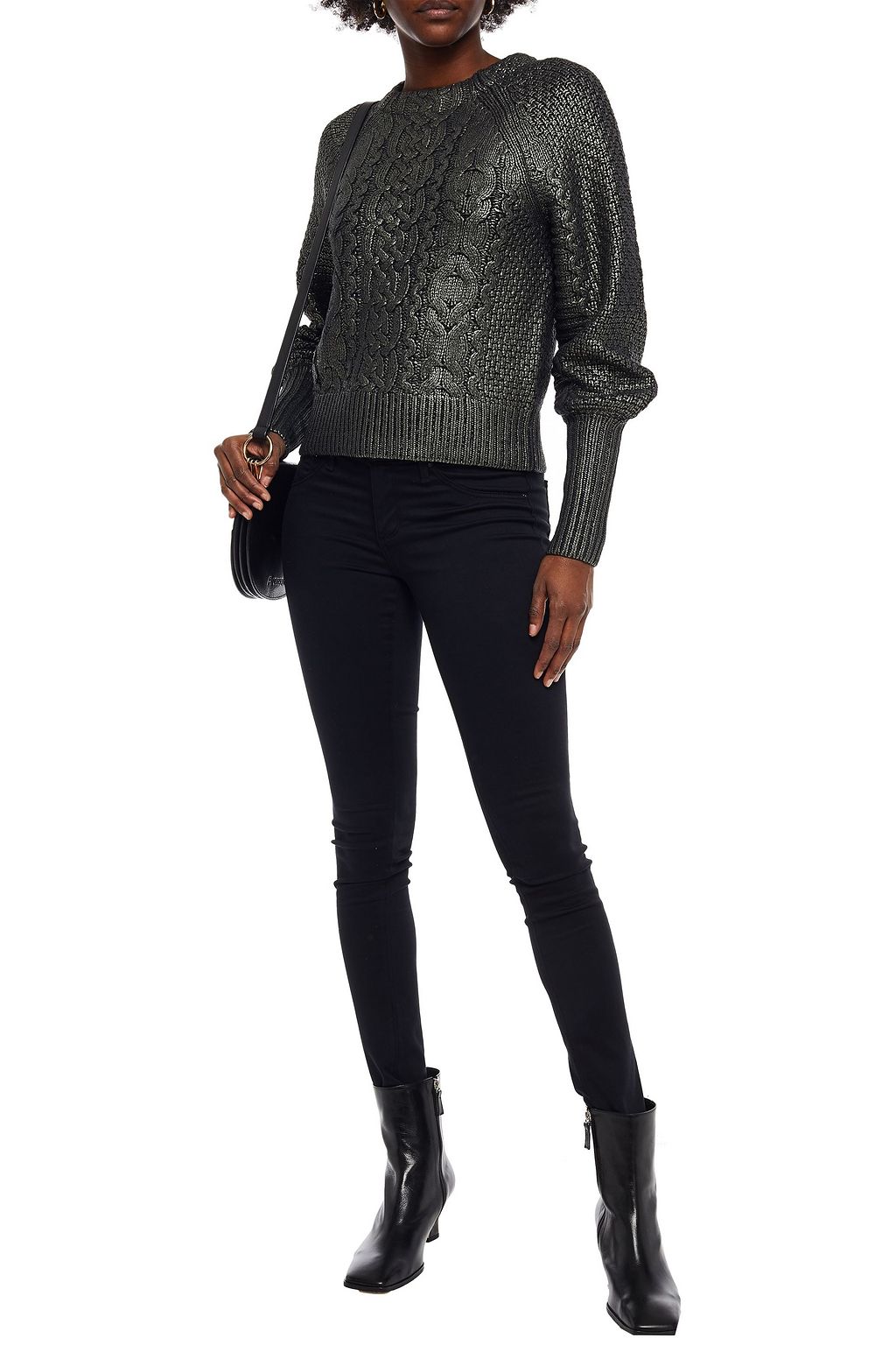 VERONICA BEARD Yola metallic cable-knit sweater