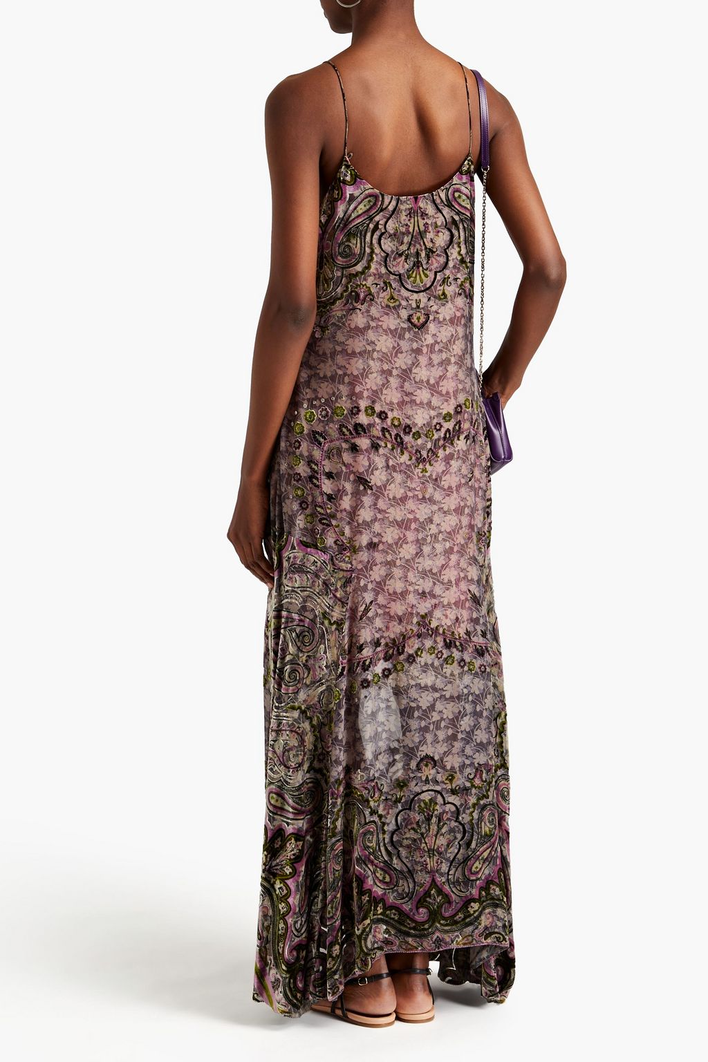 ETRO Printed devoré-velvet maxi slip dress