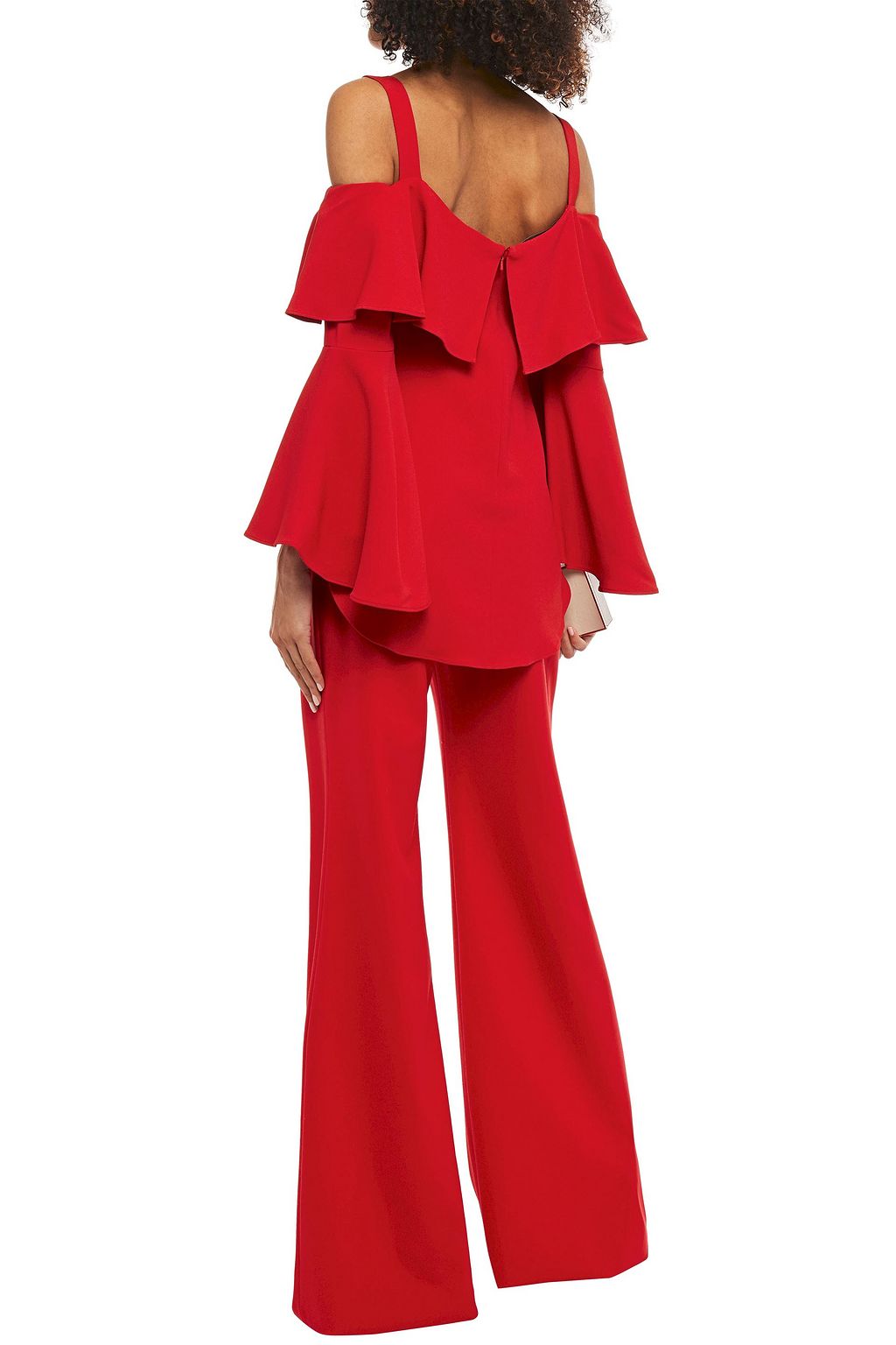 ELIE SAAB Cold-shoulder ruffled crepe top