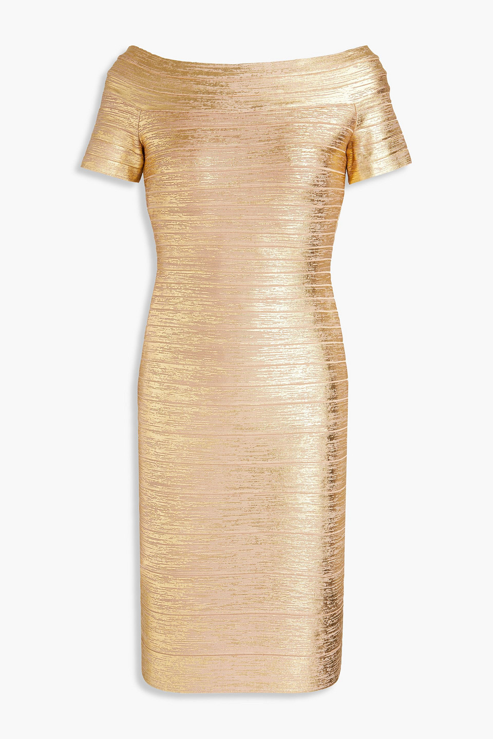 Hervé Léger Metallic coated bandage mini dress